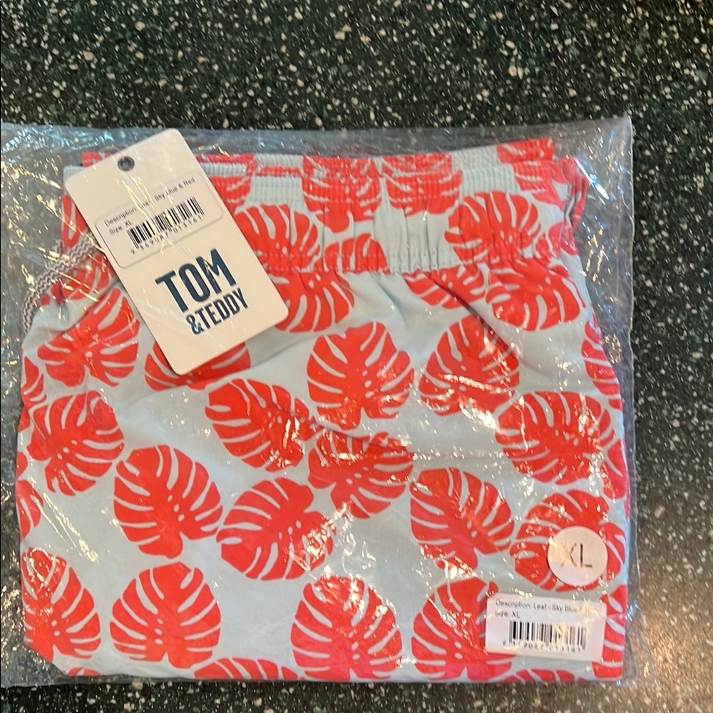 Tom & Teddy Coral Leaf Swim Shorts